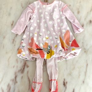 Catimini cotton dress with matching tights.